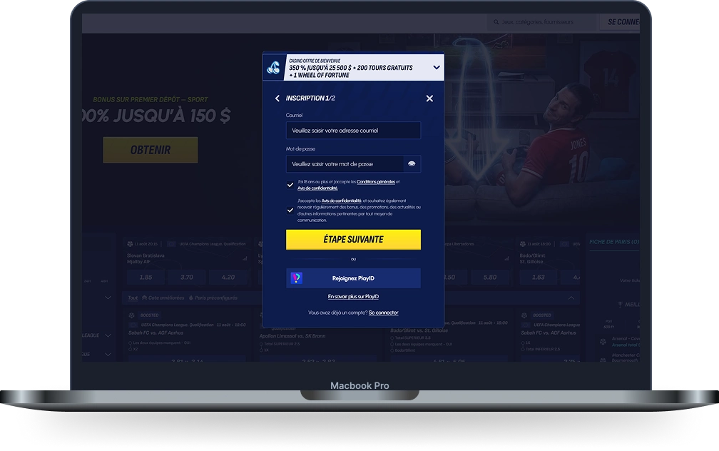 Betscore Casino inscription avec adresse e-mail et mot de passe