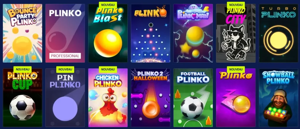 Betscore Casino jeux Plinko avec différentes variantes