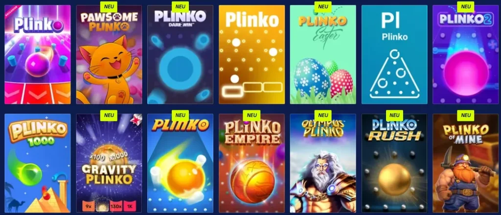 Betscore Casino Plinko Spiele mit verschiedenen Varianten