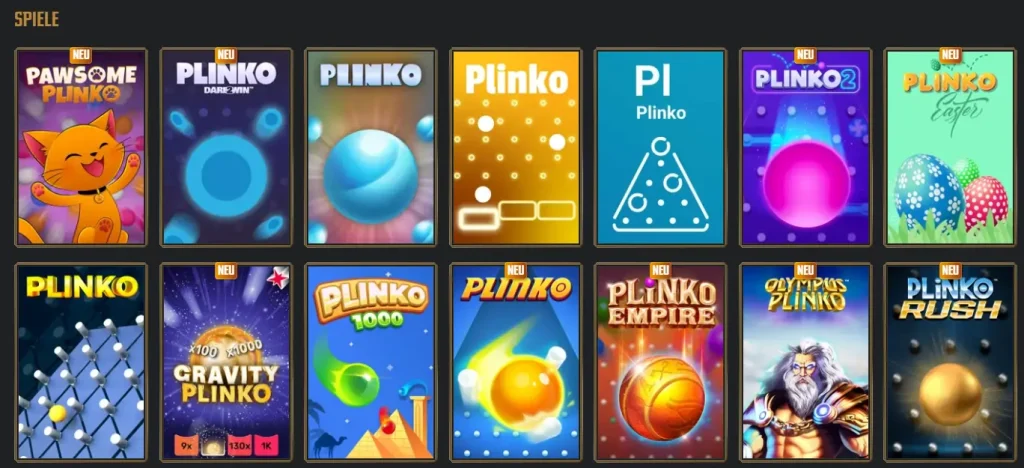Gransino Casino Plinko Spiele mit verschiedenen Varianten