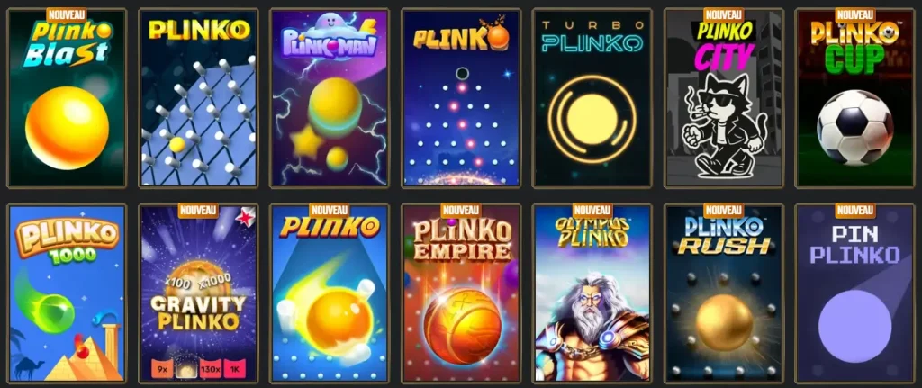 Gransino Casino jeux Plinko avec différentes variantes