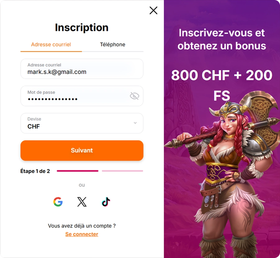 Fonctionnalités d'inscription sur HitnSpin Casino