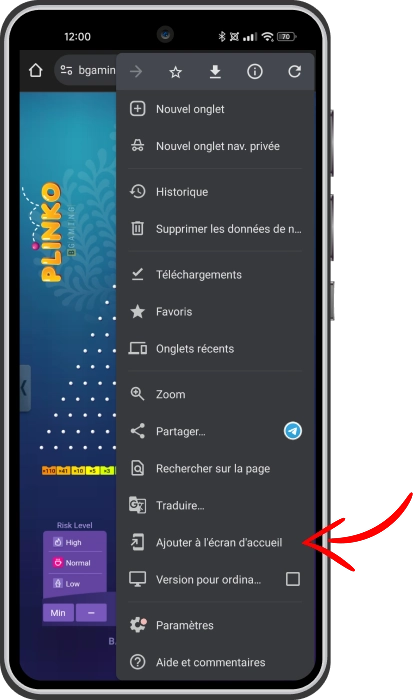 Jeu Plinko lancé dans le navigateur web