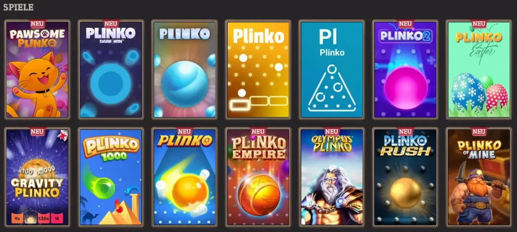 SpinBoss Casino Auswahl an Plinko Spielen