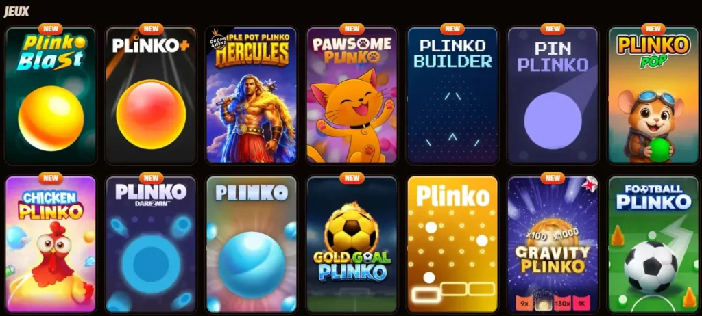 Westace Casino jeux Plinko avec différentes variantes