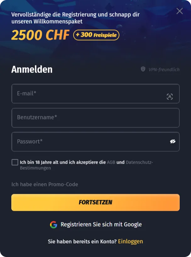 WinShark Casino Anmeldung