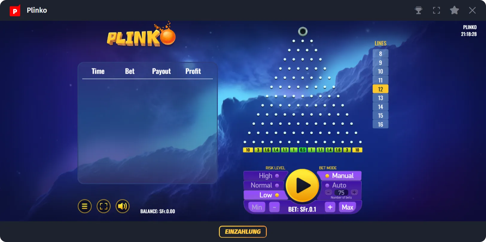 WinShark Casino Spiel Platipus Plinko